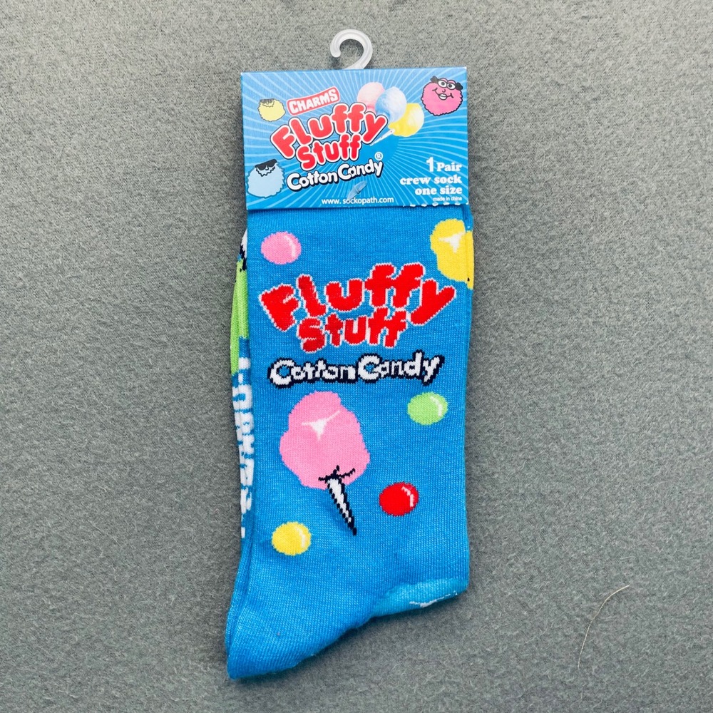 Charms Fluffy Stuff Cotton Candy Crew Socks Blue‎ One Size